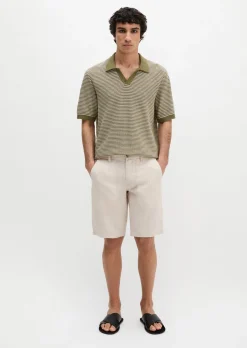 Strick-Poloshirt regular aus Bio-Baumwolle und Leinen
