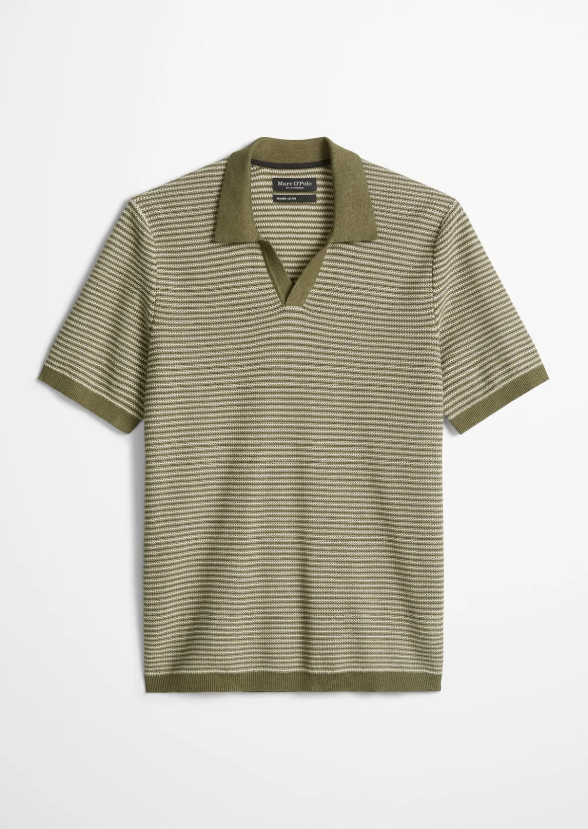 Strick-Poloshirt regular aus Bio-Baumwolle und Leinen