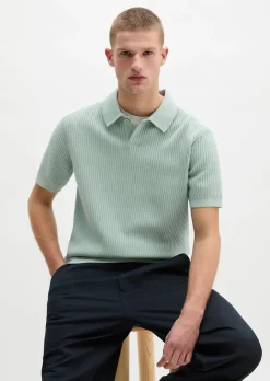 Strick-Poloshirt regular aus reiner Bio-Baumwolle