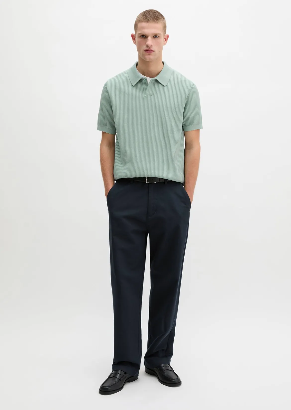 Strick-Poloshirt regular aus reiner Bio-Baumwolle