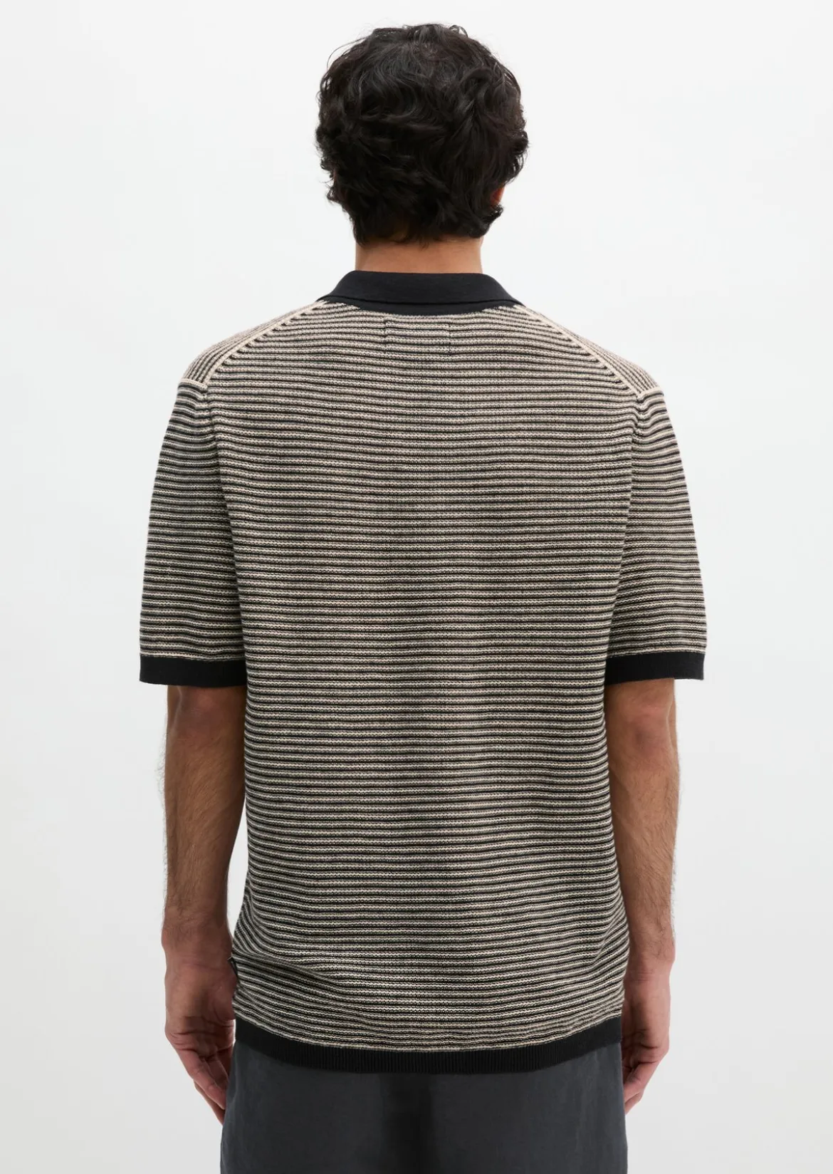 Strick-Poloshirt regular aus Bio-Baumwolle und Leinen