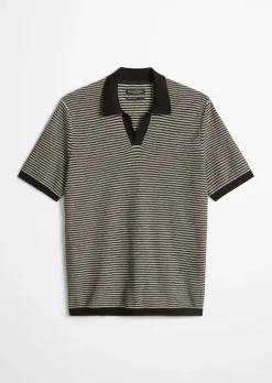 Strick-Poloshirt regular aus Bio-Baumwolle und Leinen