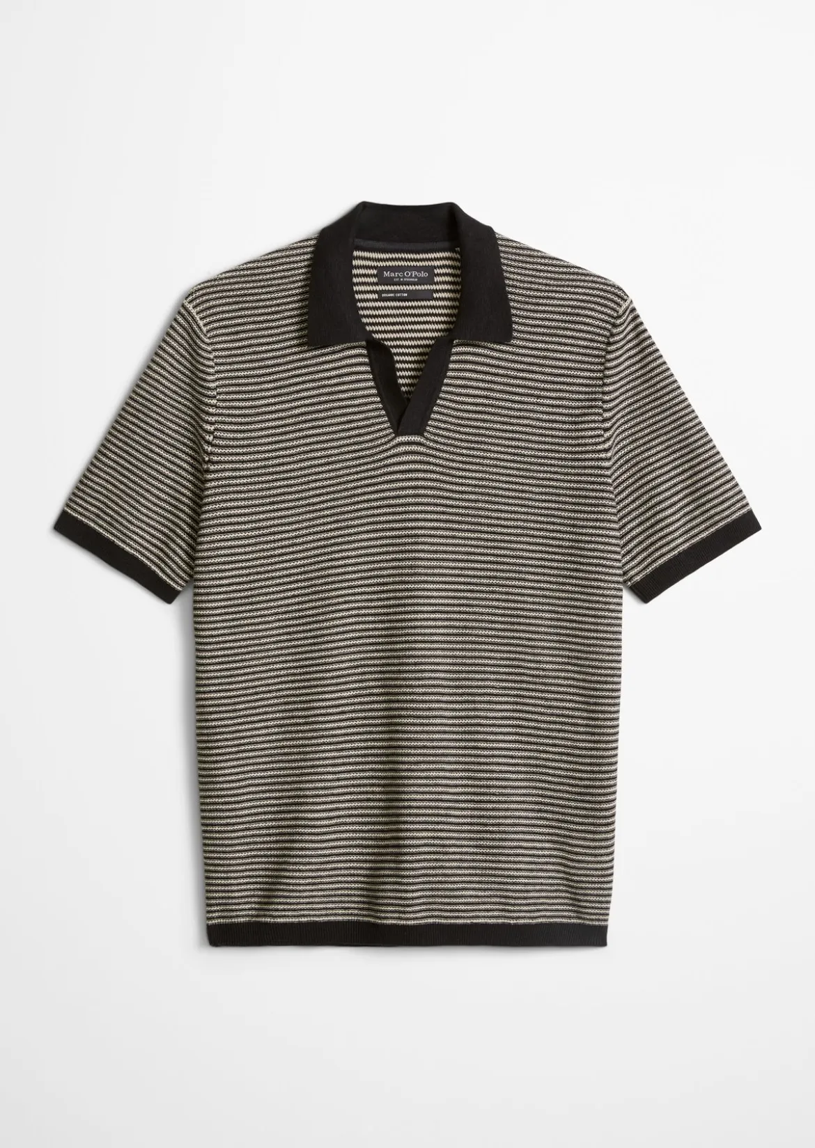 Strick-Poloshirt regular aus Bio-Baumwolle und Leinen