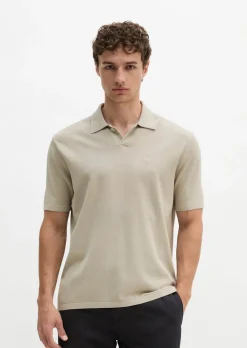 Strick-Poloshirt regular aus reiner Bio-Baumwolle