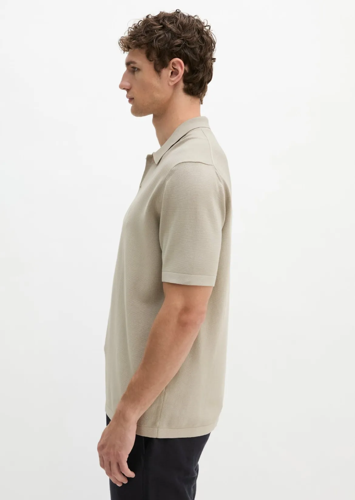 Strick-Poloshirt regular aus reiner Bio-Baumwolle