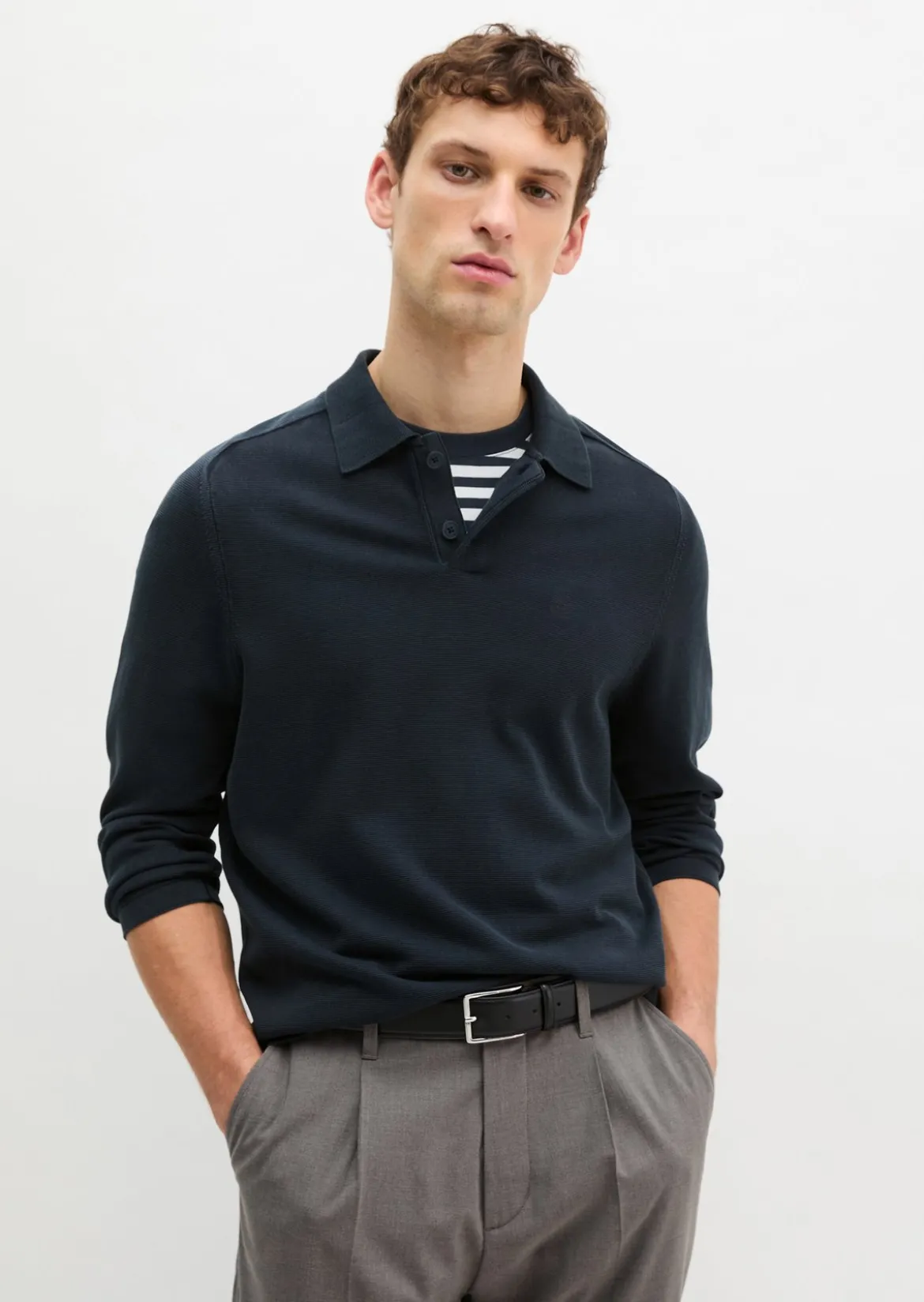Strick-Poloshirt regular aus zertifizierter Bio-Baumwolle