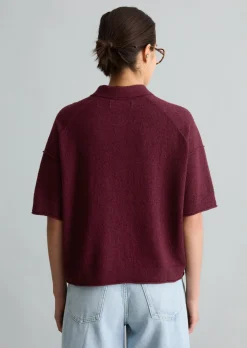 Strick-Poloshirt regular aus Crinkled Organic Cotton-Mix