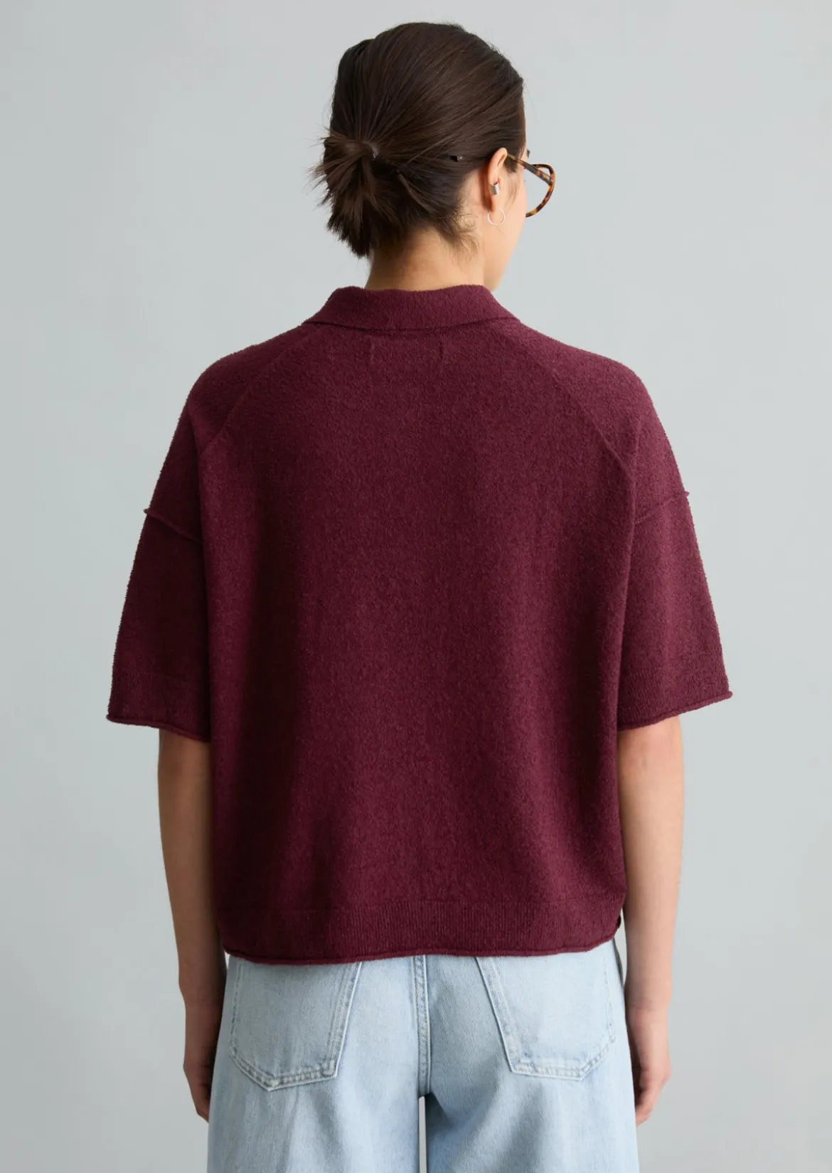 Strick-Poloshirt regular aus Crinkled Organic Cotton-Mix