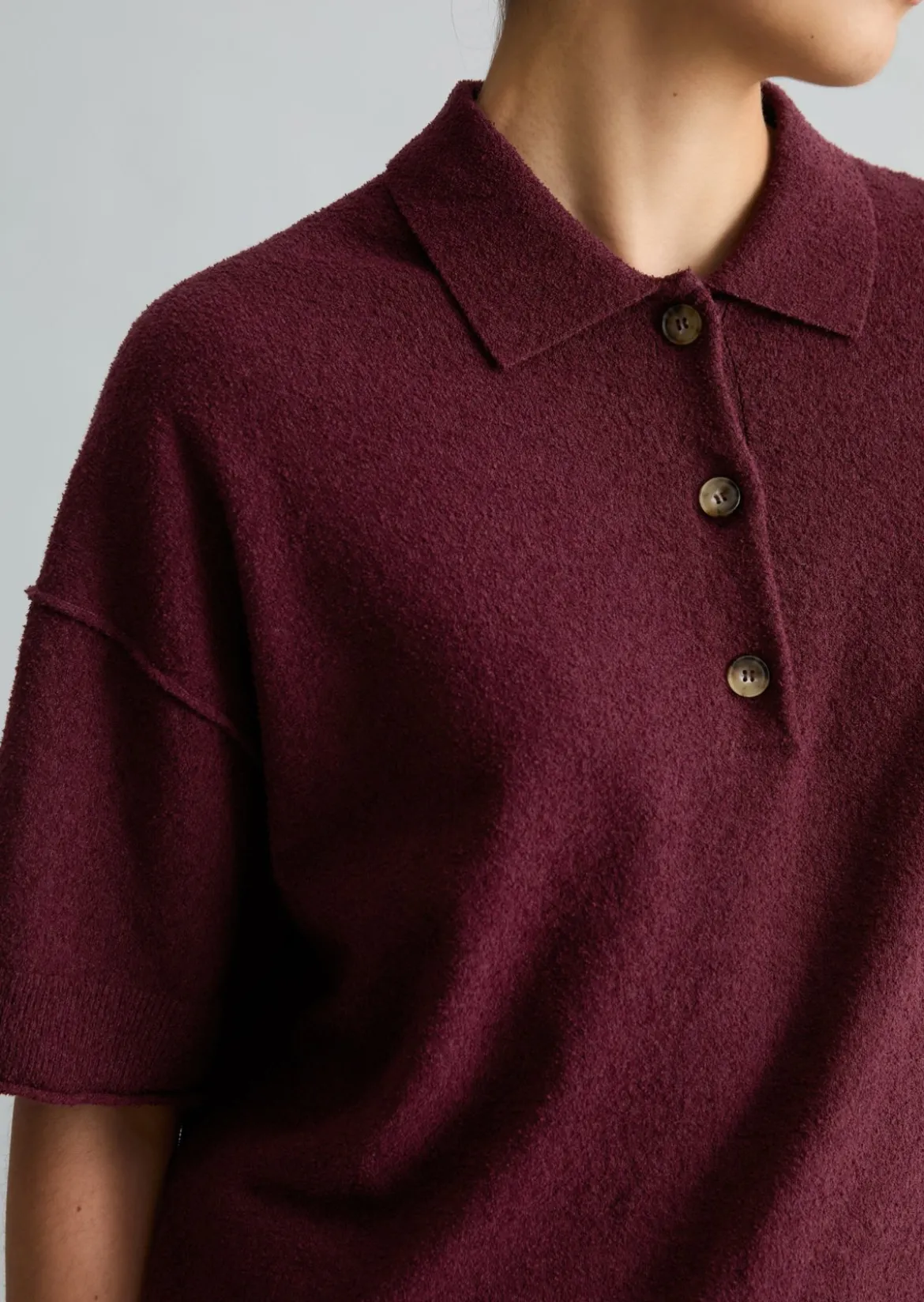 Strick-Poloshirt regular aus Crinkled Organic Cotton-Mix