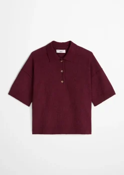 Strick-Poloshirt regular aus Crinkled Organic Cotton-Mix