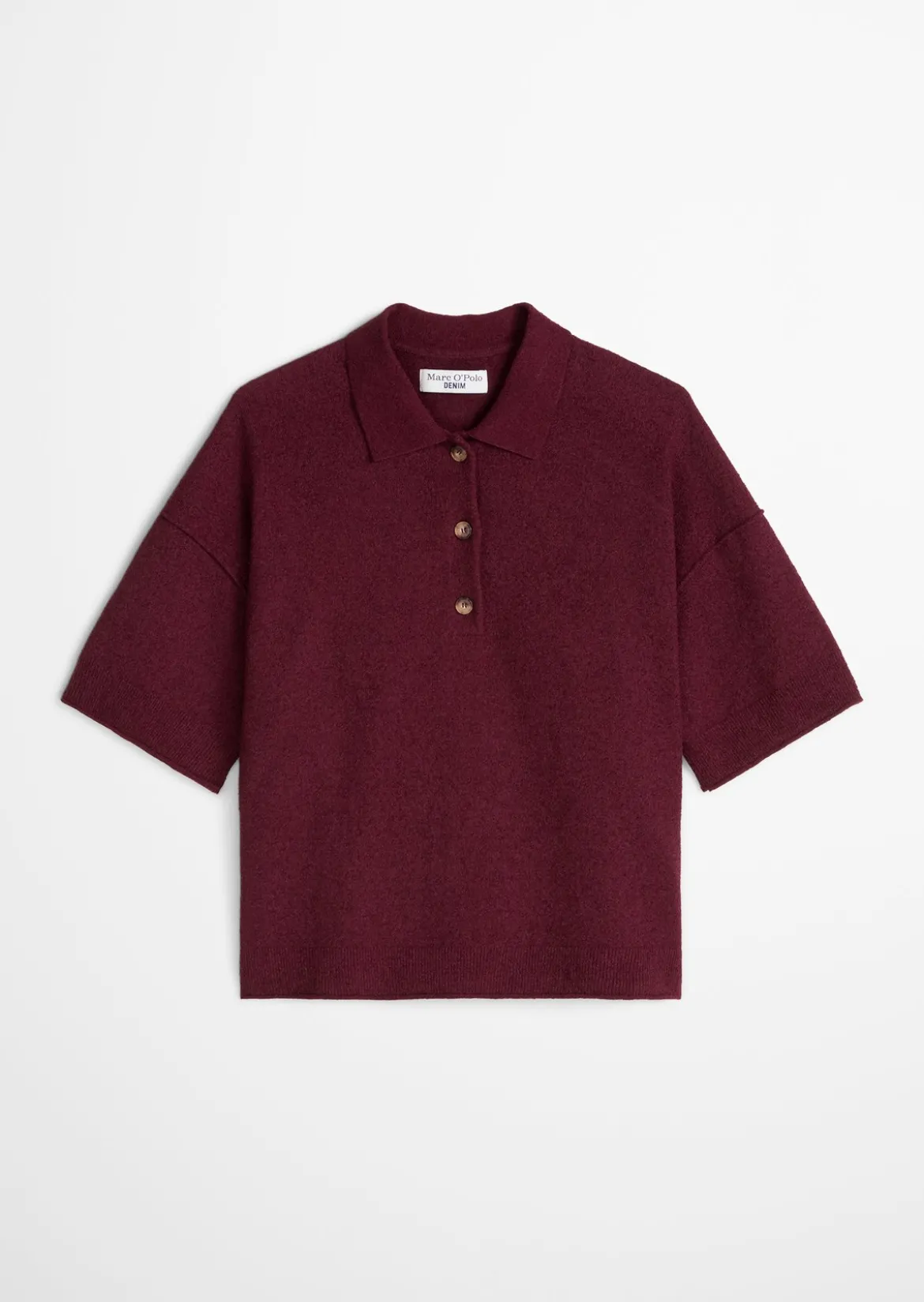 Strick-Poloshirt regular aus Crinkled Organic Cotton-Mix