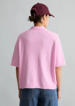 Strick-Poloshirt regular aus Crinkled Organic Cotton-Mix