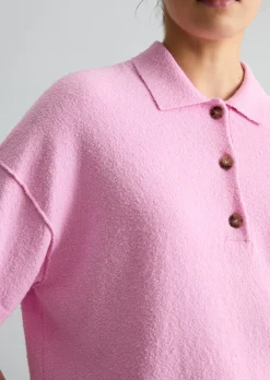 Strick-Poloshirt regular aus Crinkled Organic Cotton-Mix