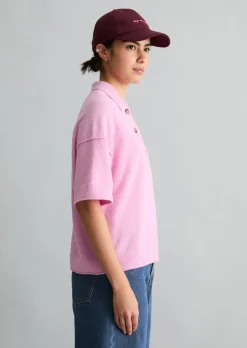 Strick-Poloshirt regular aus Crinkled Organic Cotton-Mix