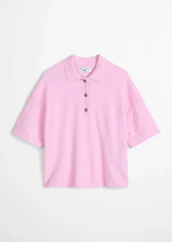 Strick-Poloshirt regular aus Crinkled Organic Cotton-Mix