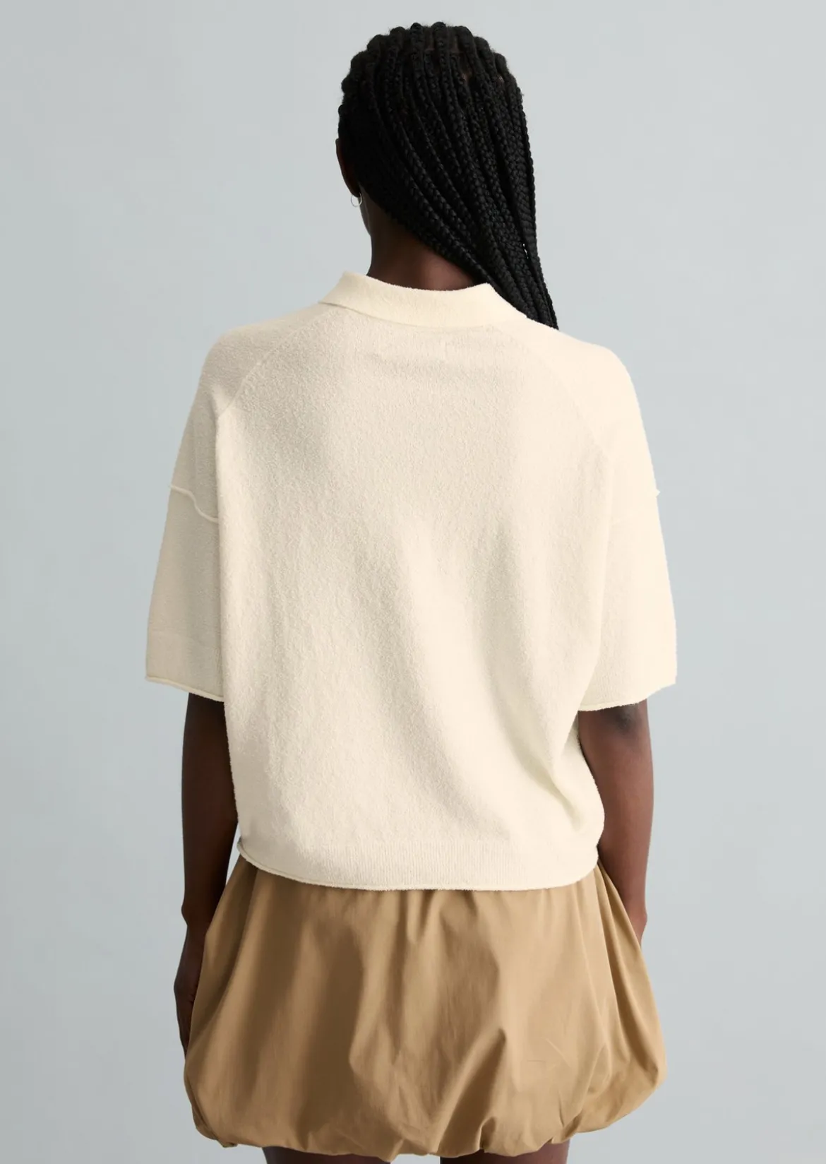 Strick-Poloshirt regular aus Crinkled Organic Cotton-Mix