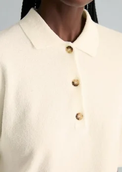 Strick-Poloshirt regular aus Crinkled Organic Cotton-Mix