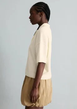 Strick-Poloshirt regular aus Crinkled Organic Cotton-Mix