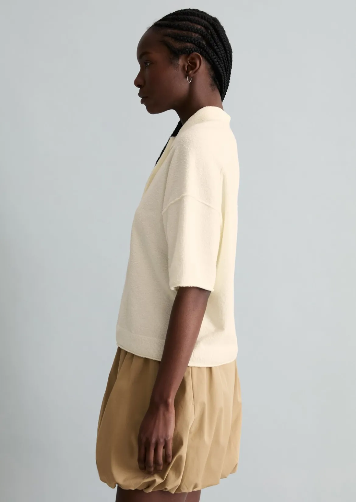 Strick-Poloshirt regular aus Crinkled Organic Cotton-Mix