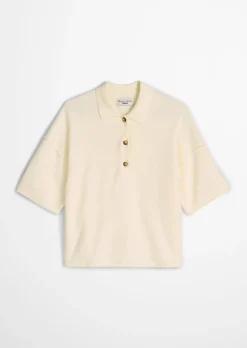 Strick-Poloshirt regular aus Crinkled Organic Cotton-Mix