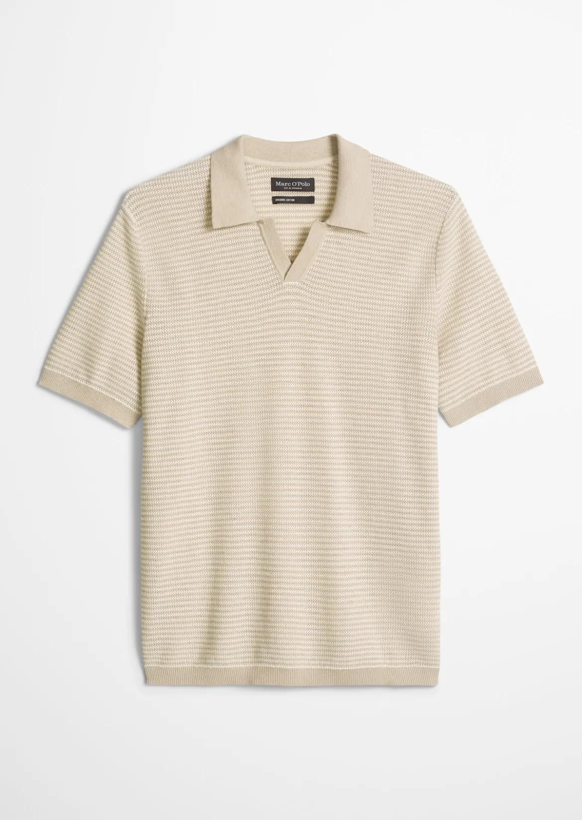 Strick-Poloshirt regular aus Bio-Baumwolle und Leinen