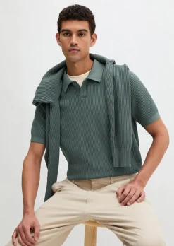 Strick-Poloshirt regular aus reiner Bio-Baumwolle
