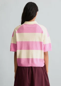 Strick-Poloshirt regular aus Crinkled Organic Cotton-Mix