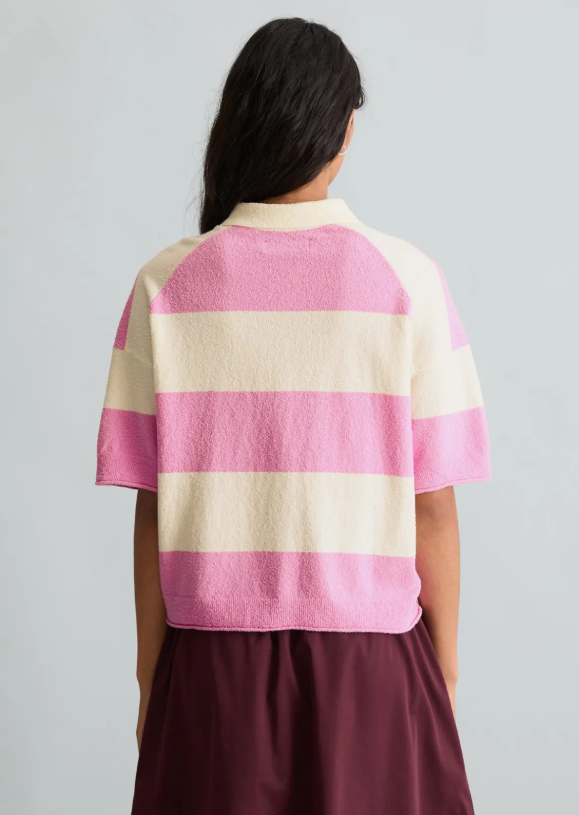Strick-Poloshirt regular aus Crinkled Organic Cotton-Mix