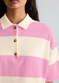 Strick-Poloshirt regular aus Crinkled Organic Cotton-Mix