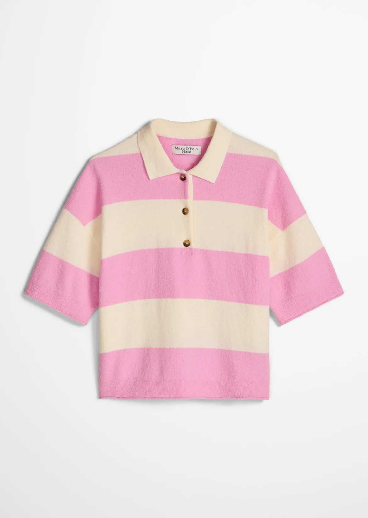 Strick-Poloshirt regular aus Crinkled Organic Cotton-Mix