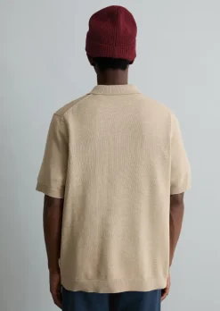 Strick-Poloshirt regular mit feiner Rippstruktur