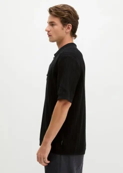 Strick-Poloshirt regular mit vertikaler Strickstruktur