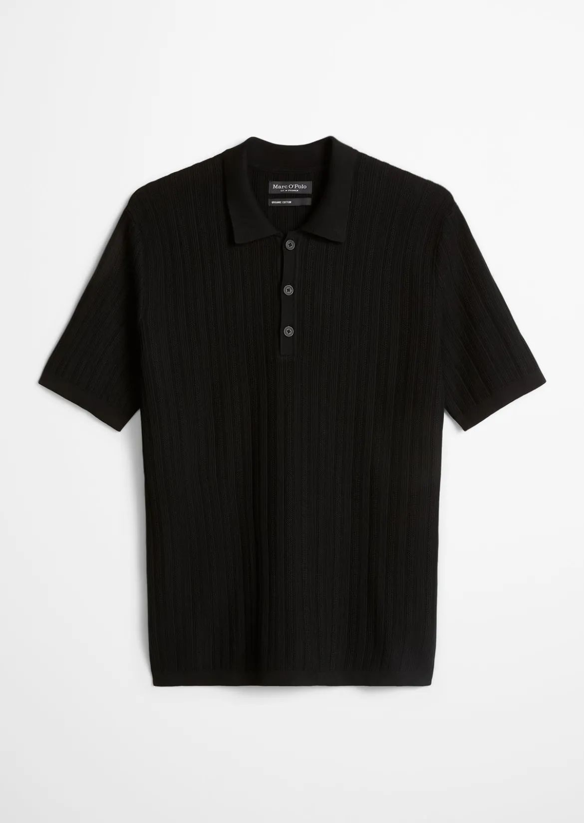 Strick-Poloshirt regular mit vertikaler Strickstruktur