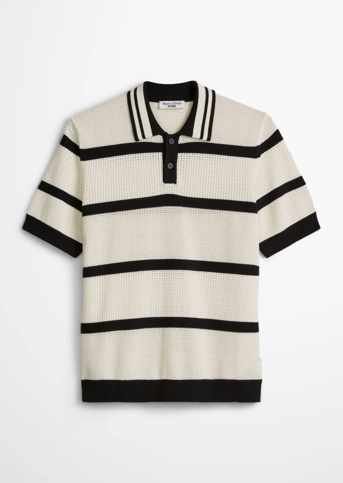 Strick-Poloshirt regular mit Strickvariationen und Streifen