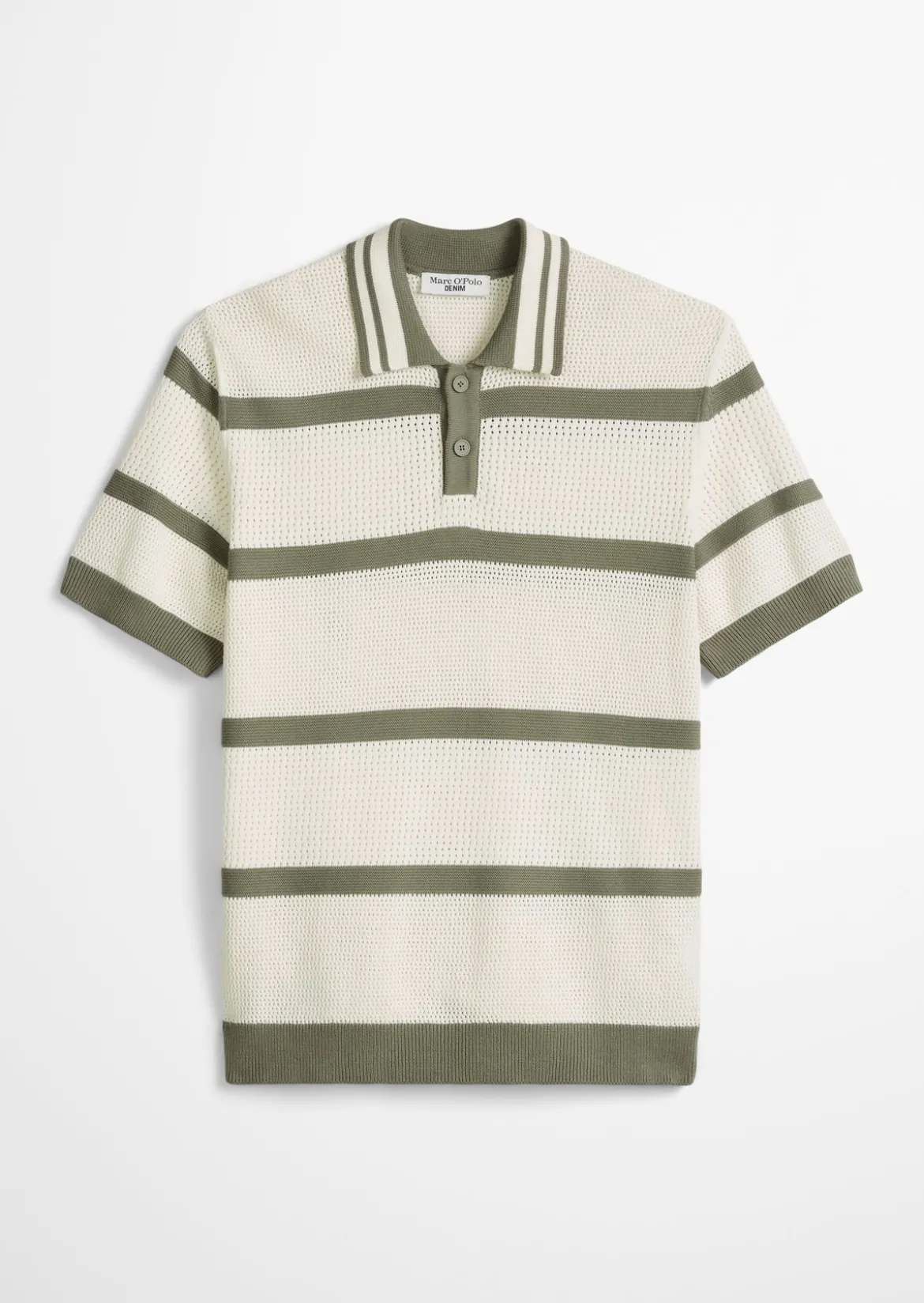 Strick-Poloshirt regular mit Strickvariationen und Streifen