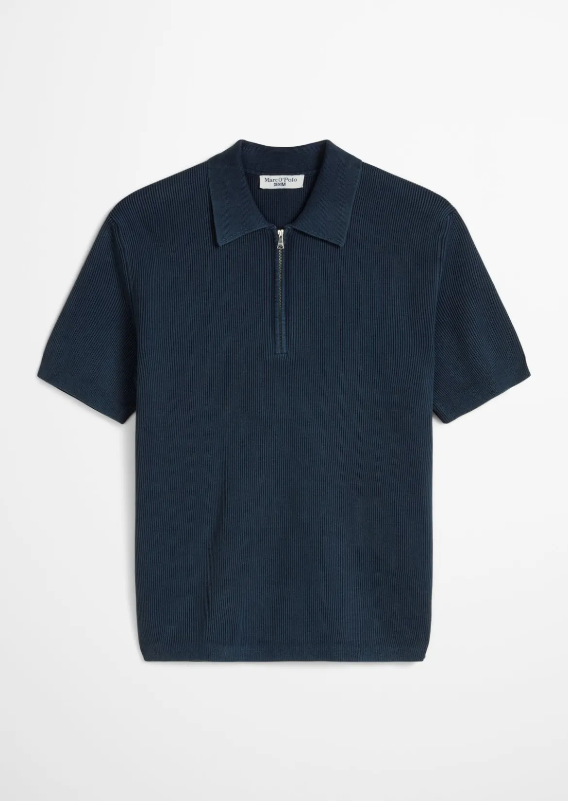 Strick-Poloshirt regular mit feiner Rippstruktur