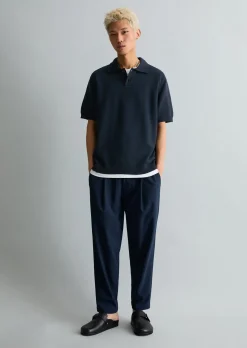 Strick-Poloshirt regular mit feiner Rippstruktur