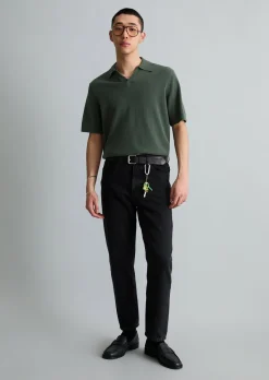 Strick-Poloshirt relaxed aus strukturiertem Bio-Baumwoll-Mix