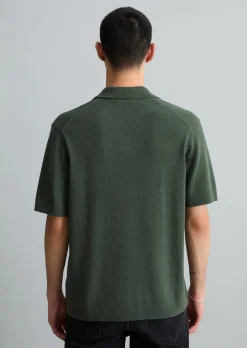 Strick-Poloshirt relaxed aus strukturiertem Bio-Baumwoll-Mix