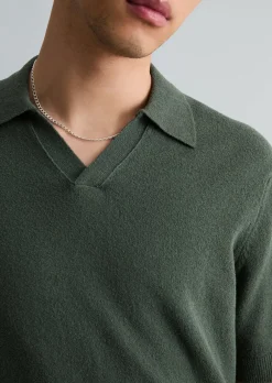 Strick-Poloshirt relaxed aus strukturiertem Bio-Baumwoll-Mix