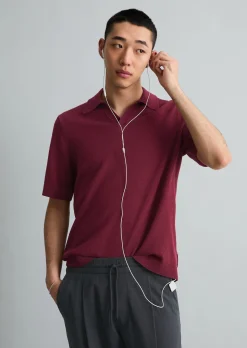 Strick-Poloshirt relaxed aus strukturiertem Bio-Baumwoll-Mix
