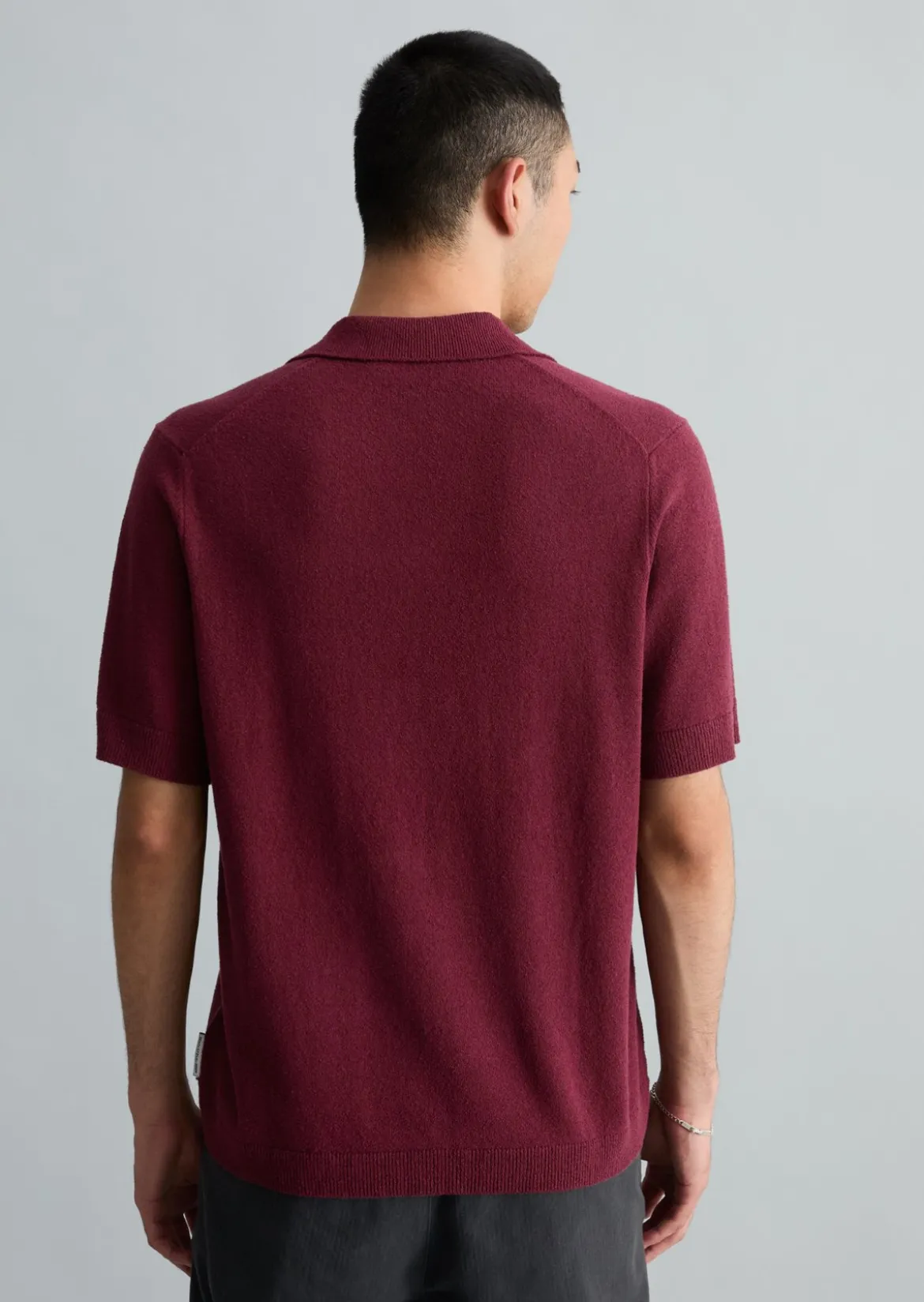 Strick-Poloshirt relaxed aus strukturiertem Bio-Baumwoll-Mix