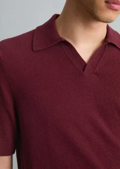 Strick-Poloshirt relaxed aus strukturiertem Bio-Baumwoll-Mix