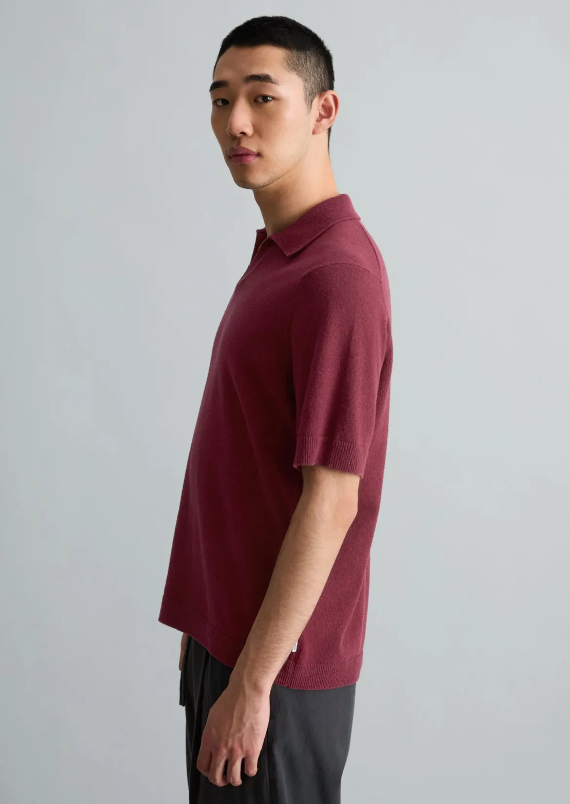Strick-Poloshirt relaxed aus strukturiertem Bio-Baumwoll-Mix