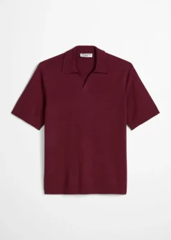 Strick-Poloshirt relaxed aus strukturiertem Bio-Baumwoll-Mix