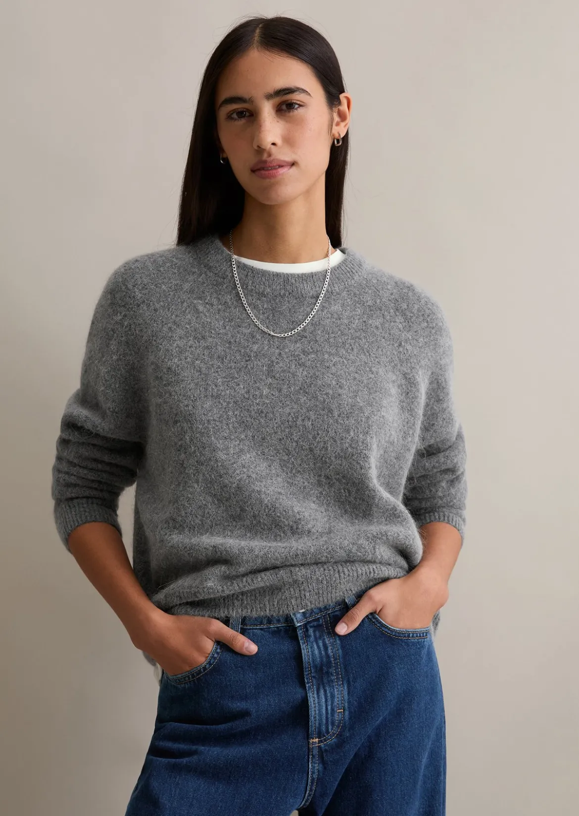 Strickpullover relaxed aus kuscheligem Alpakawolle-Mix