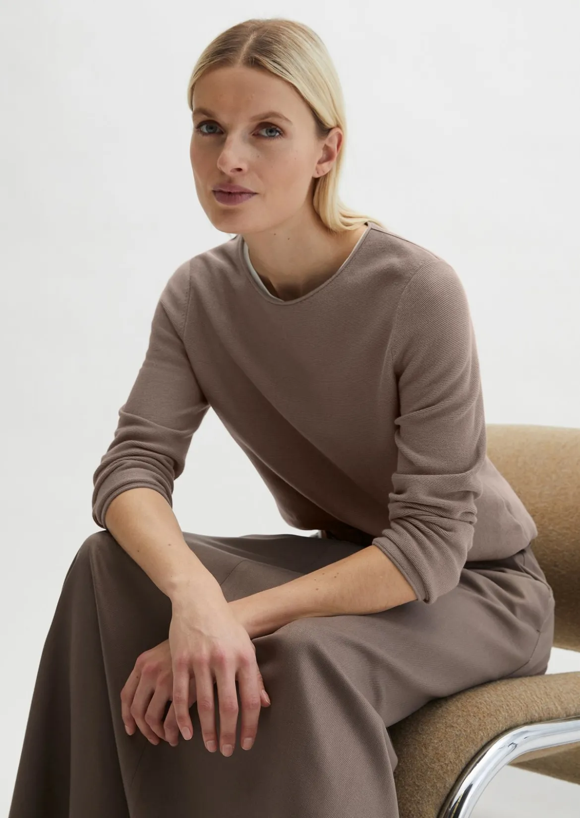 Strickpullover slim aus softem Organic Cotton