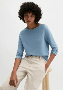 Strickpullover slim aus softem Organic Cotton