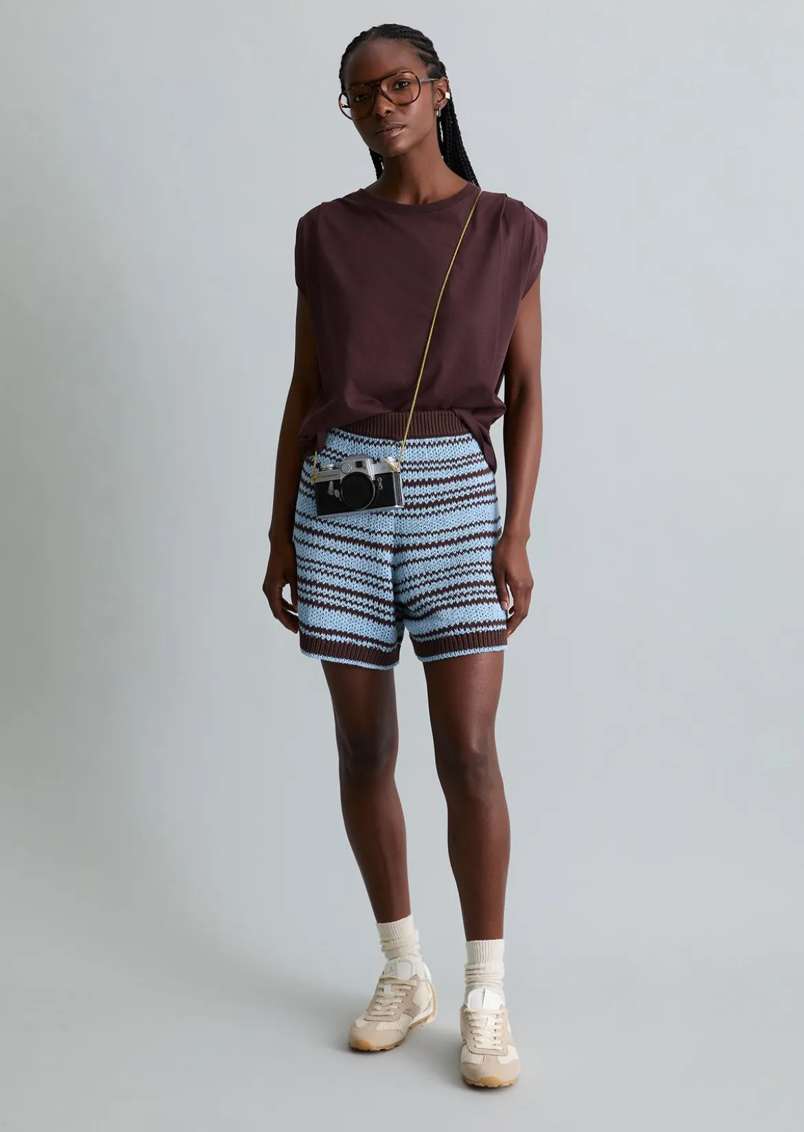 Strickshorts regular aus garngefärbtem Bändchengarn