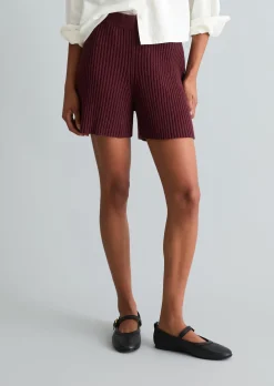 Strickshorts slim aus geripptem Organic Cotton-Mix